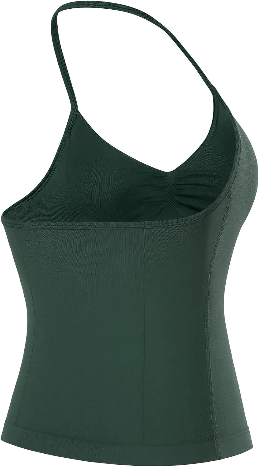 AUROLA Influence Longline Strappy Workout Halter Tops for Women,Removable Cups Padded Bras Impact Gym Yoga Sleeveless Top