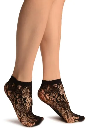Black Roses Lace Socks Ankle High