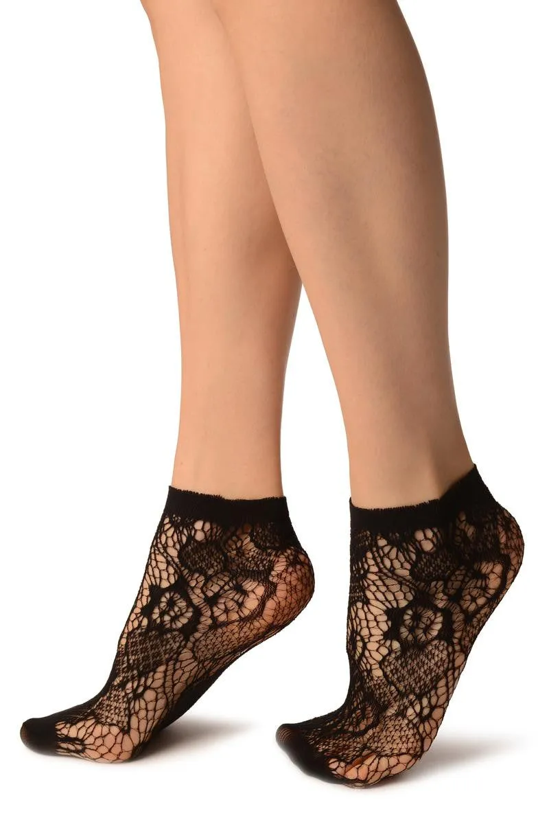Black Roses Lace Socks Ankle High