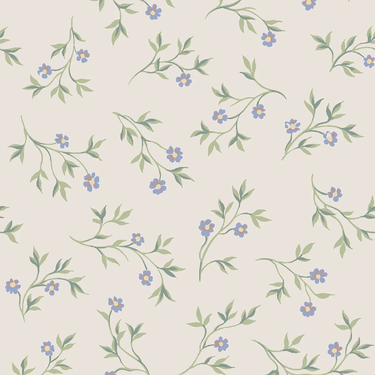 Cream Spring Sprig Wallpaper