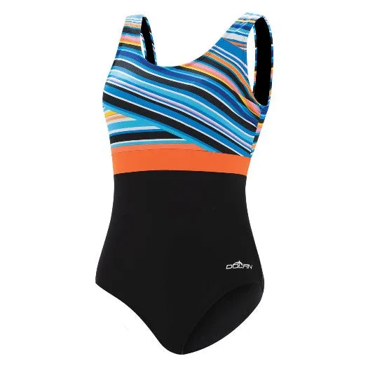 DOLFIN Aquashape Women's Wanderlust Color Block Moderate Scoop Back One Piece Swimsuit