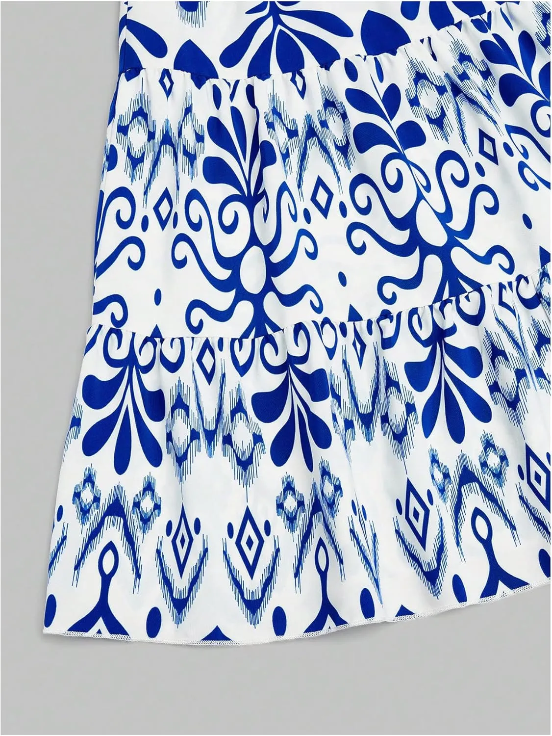 Floerns Women's Plus Size Geo Print Cami Dress Sleeveless Tiered Ruffle Hem Boho Dresses