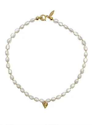 Freshwater Pearls With Heart Pendant Delicacy Necklace KN007