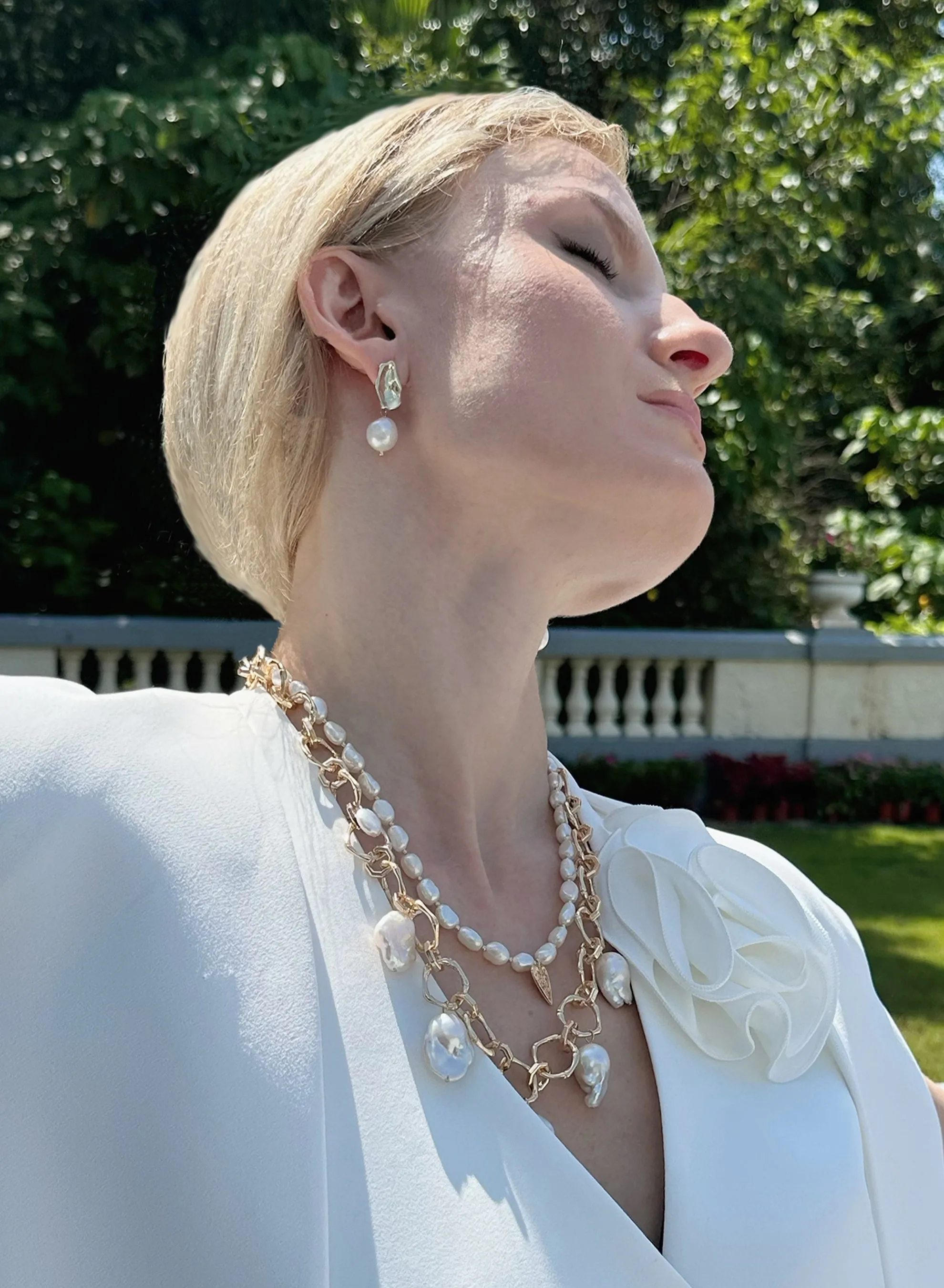 Freshwater Pearls With Heart Pendant Delicacy Necklace KN007