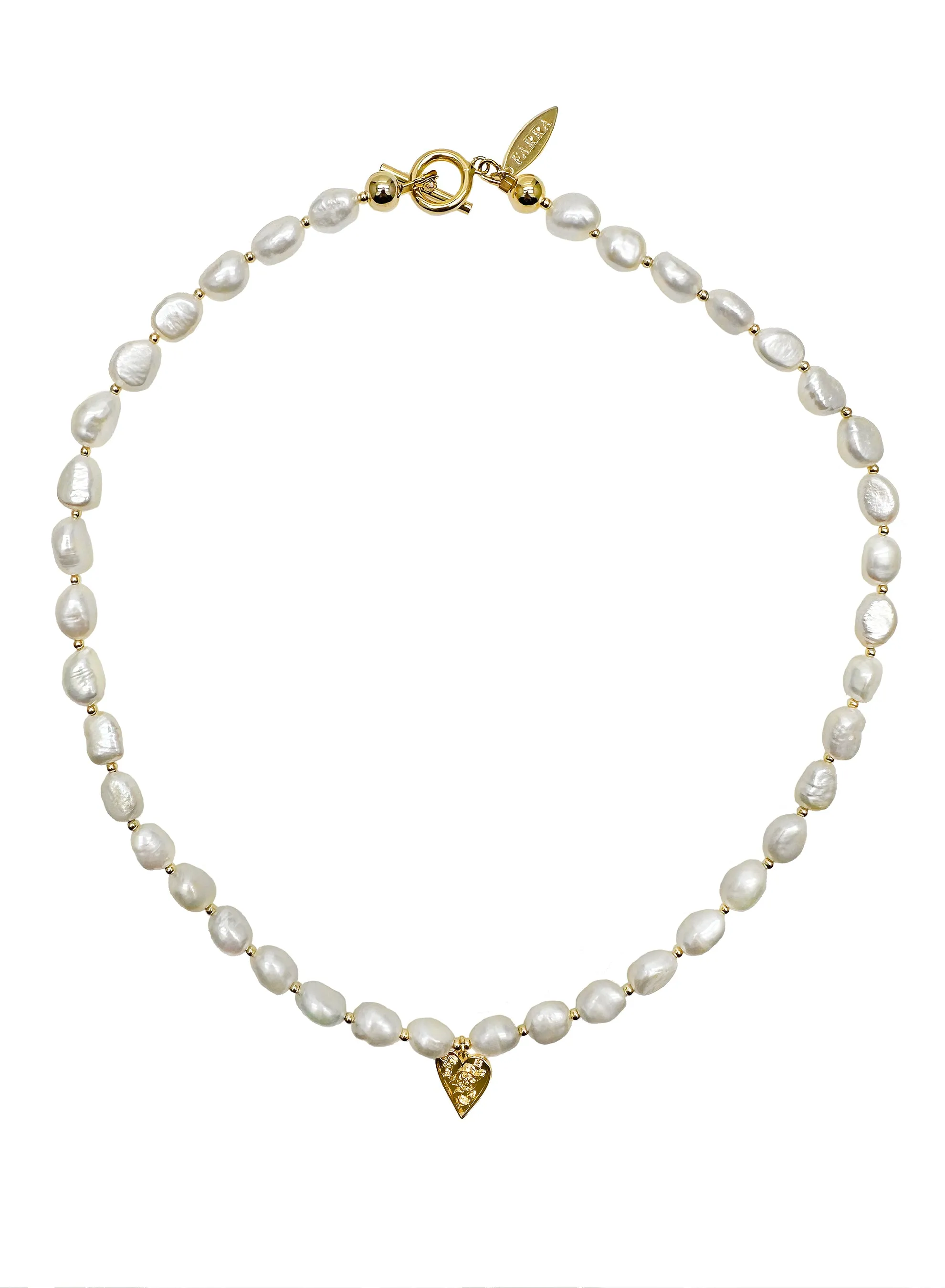 Freshwater Pearls With Heart Pendant Delicacy Necklace KN007