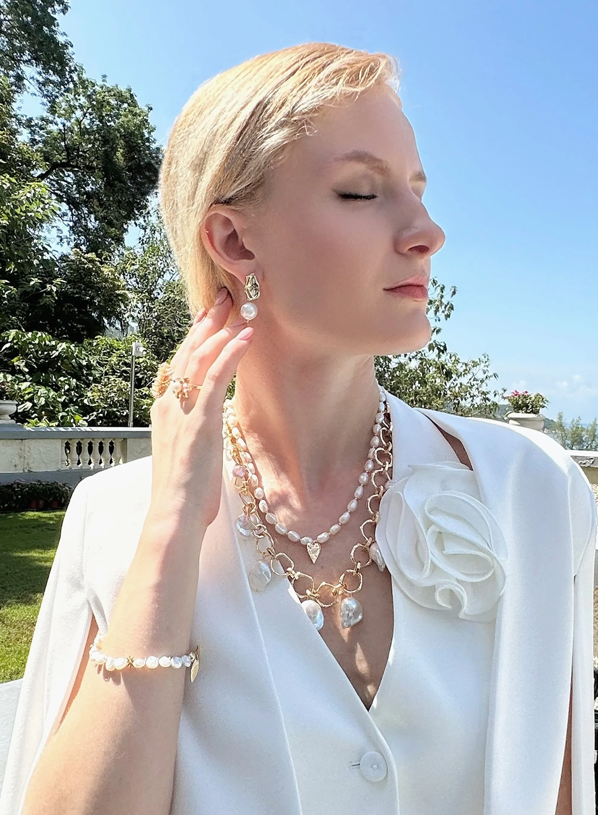 Freshwater Pearls With Heart Pendant Delicacy Necklace KN007