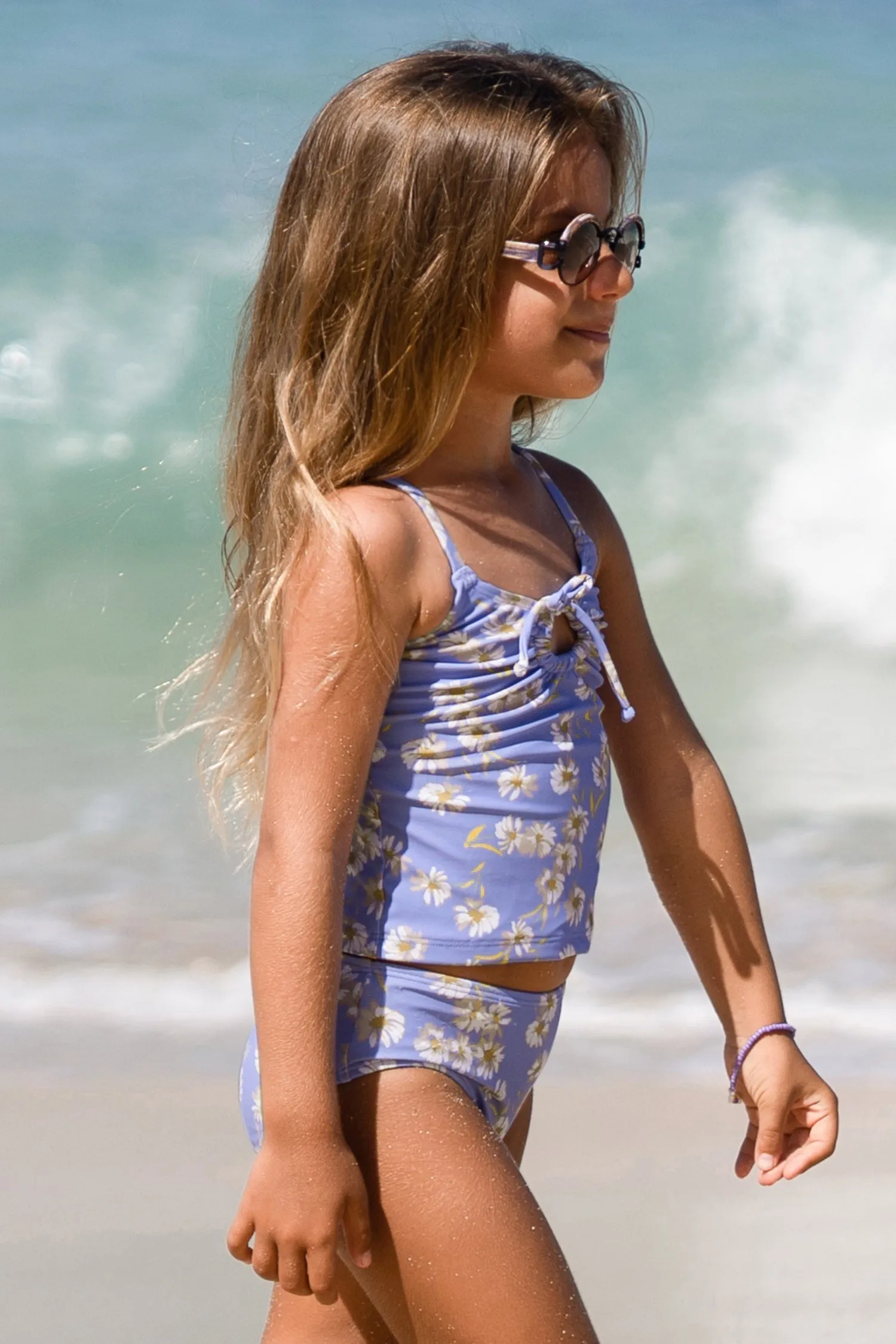 Girls Salty & Sweet Tie Front Tankini & Hipster Set