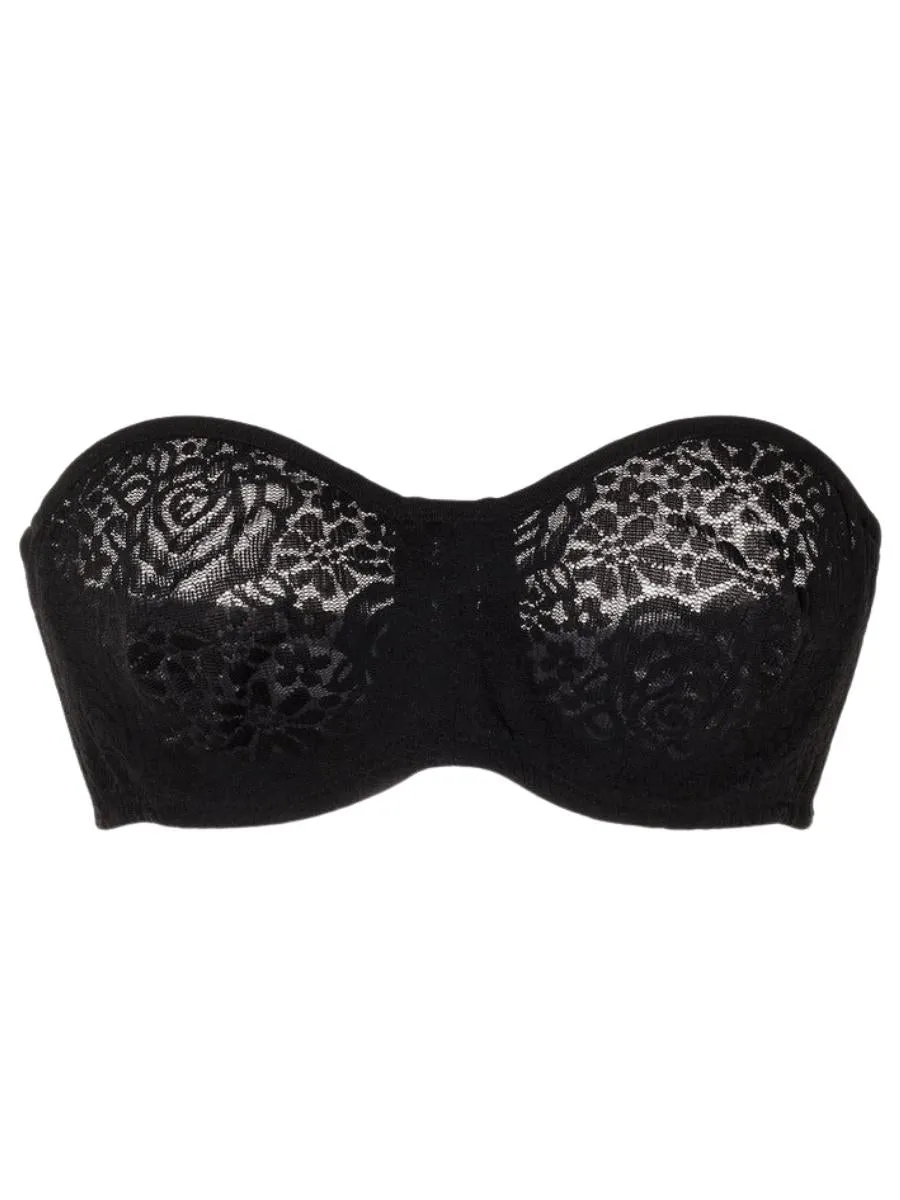 Halo Lace Strapless Bra - Black