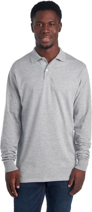 Jerzees Men's Long Sleeve Polo Shirts, Cotton Blend, Two Button Closure, Regular Fit, Sizes S-2x