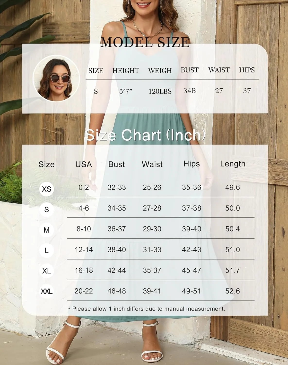 Kranda Women Summer Sleeveless Casual Long Maxi Vacation Beach Dresses V Neck Smocked Flowy Tiered Sundress with Pockets