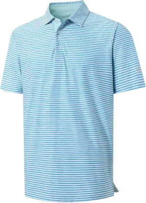 M MAELREG Golf Polo Shirts for Men Short Sleeve Dry Fit Striped Performance Moisture Wicking Collared Casual Mens Golf Shirt