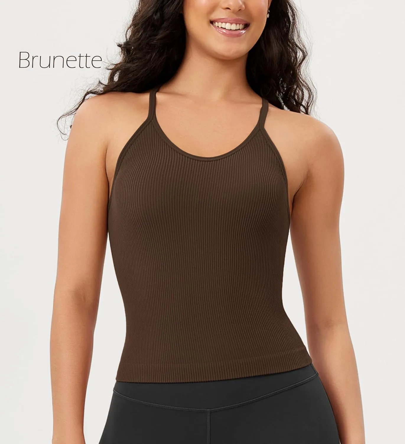 ODODOS Women's Crop 3-Pack Seamless Rib-Knit Camisole Crop Tank Tops