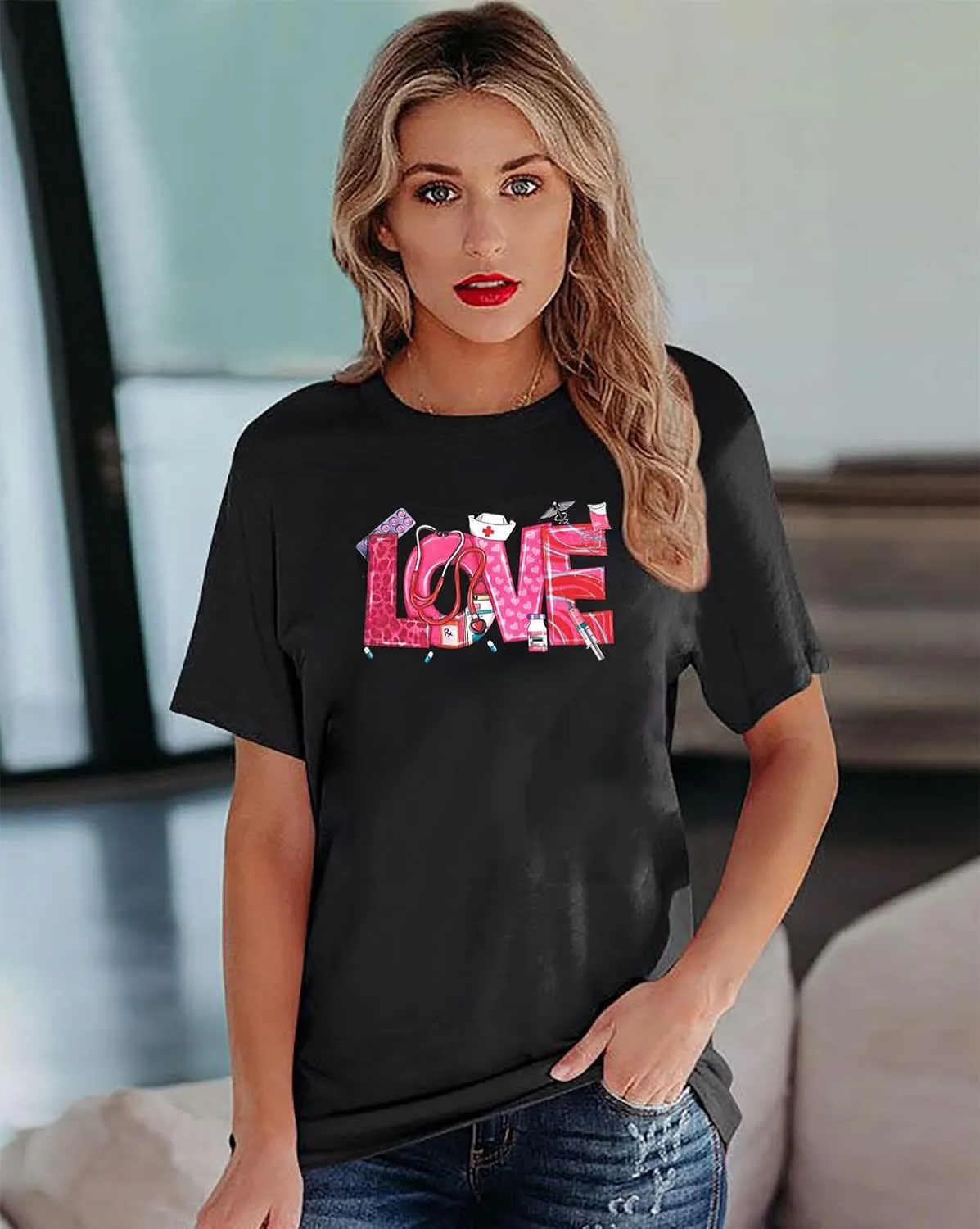 Plus Size Valentine Shirt Women Tie Dye Love Heart Graphic Tee Shirt Funny Valentine's Day Gift Shirts Love Tops