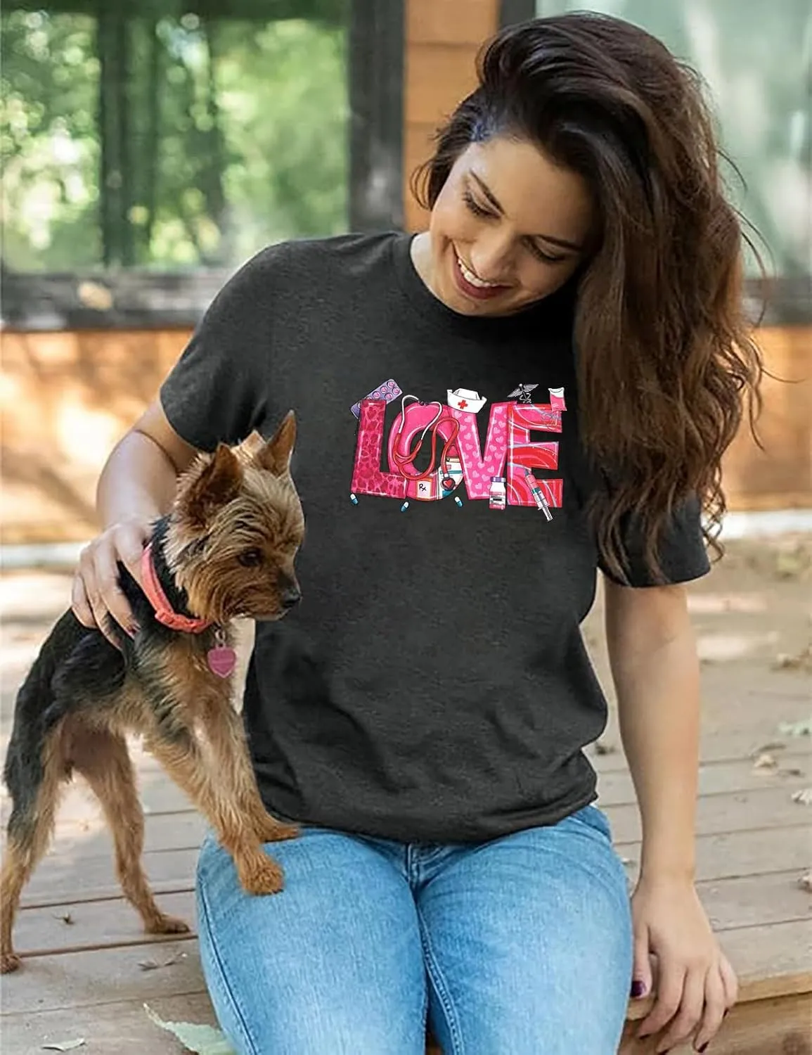 Plus Size Valentine Shirt Women Tie Dye Love Heart Graphic Tee Shirt Funny Valentine's Day Gift Shirts Love Tops