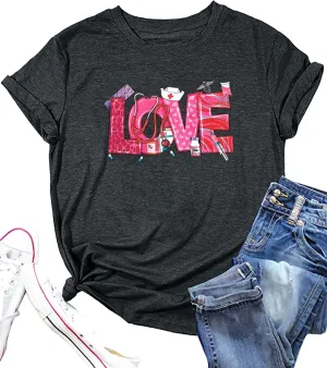 Plus Size Valentine Shirt Women Tie Dye Love Heart Graphic Tee Shirt Funny Valentine's Day Gift Shirts Love Tops