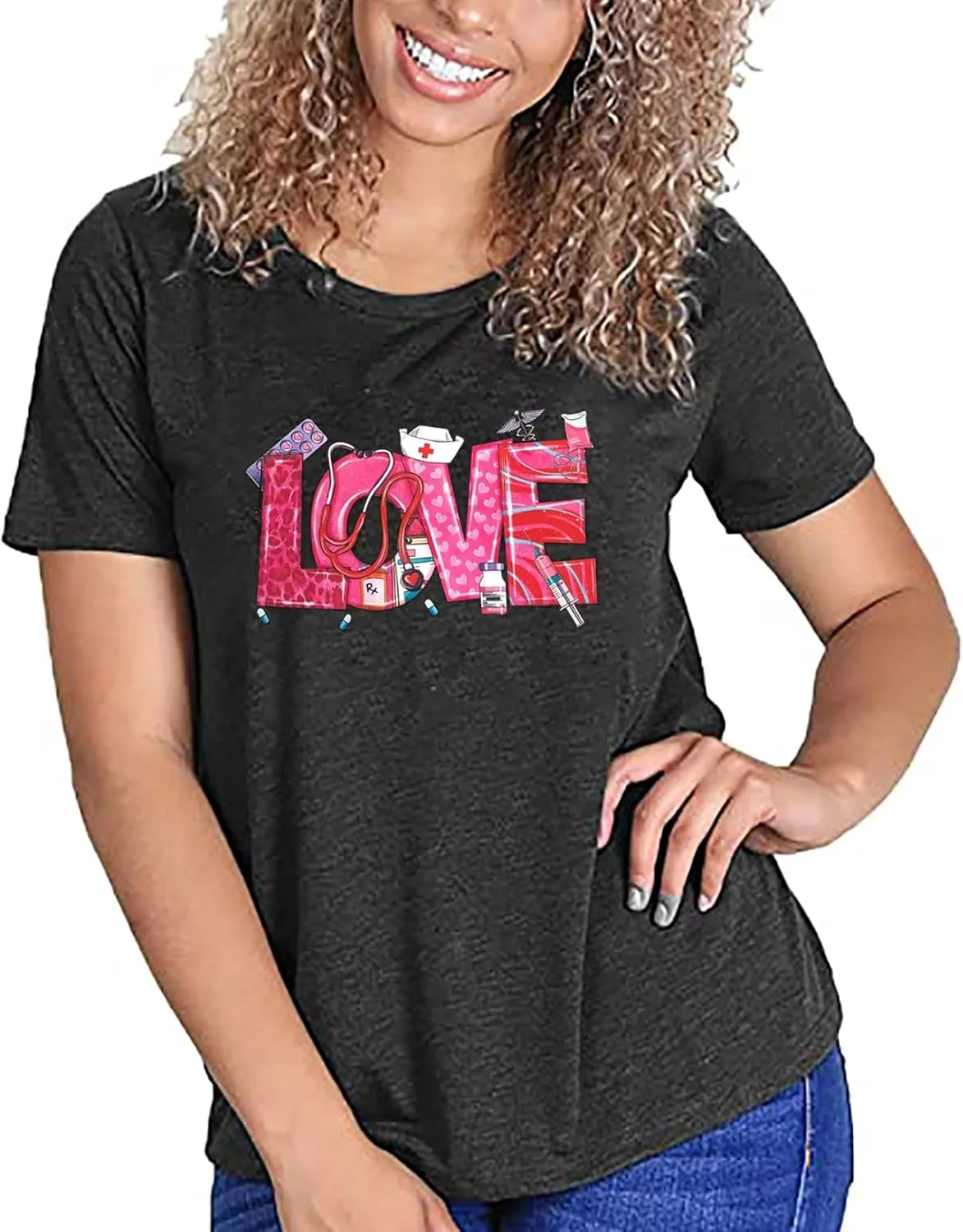 Plus Size Valentine Shirt Women Tie Dye Love Heart Graphic Tee Shirt Funny Valentine's Day Gift Shirts Love Tops