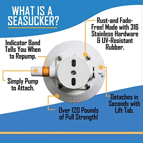 SeaSucker 4.5" Vacuum Mount w/Aluminum Handle (White)