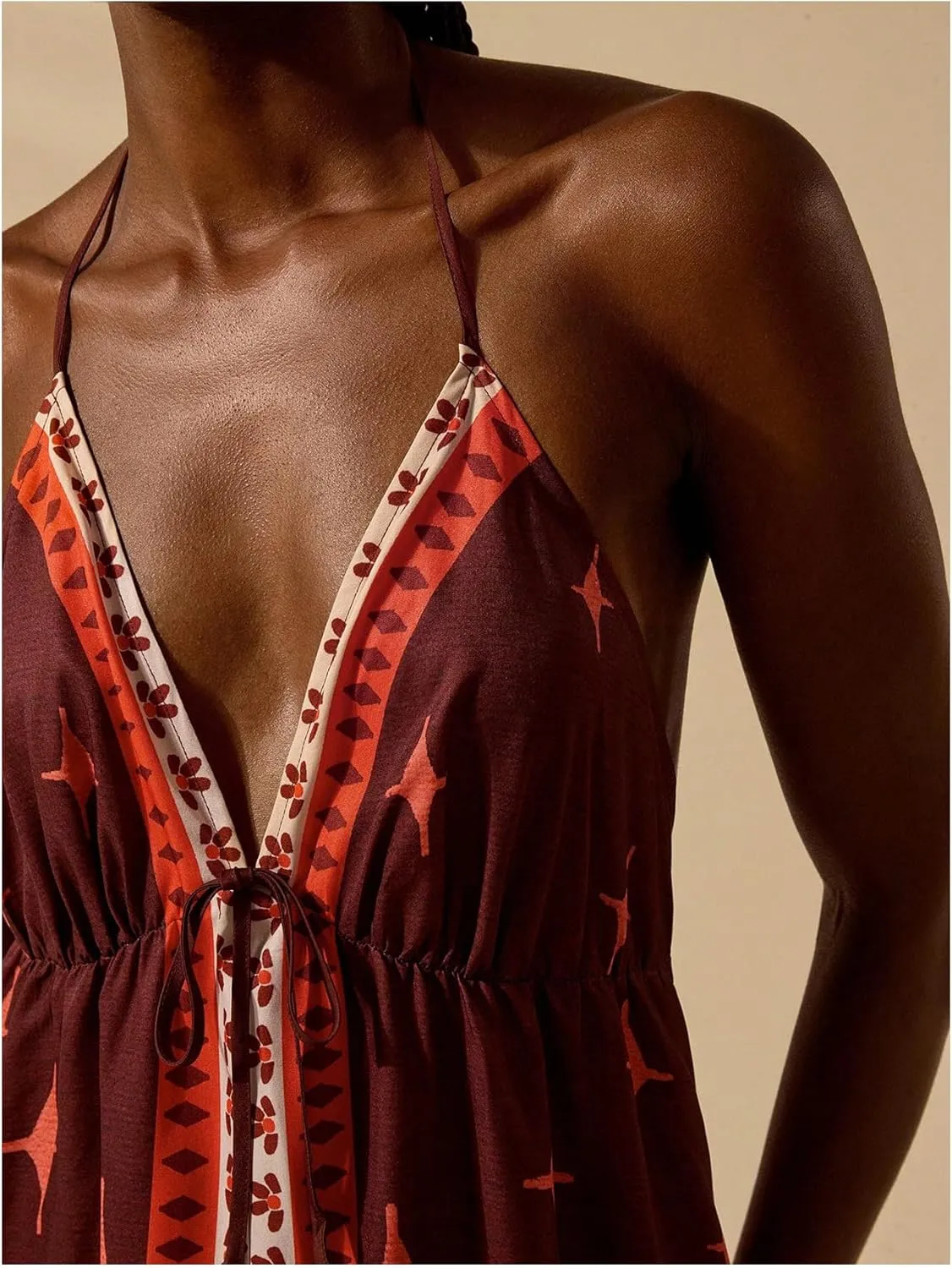 SOLY HUX Women's Boho Floral Print Maxi Dress Halter Backless Flowy Long Vacation Beach Summer Dresses