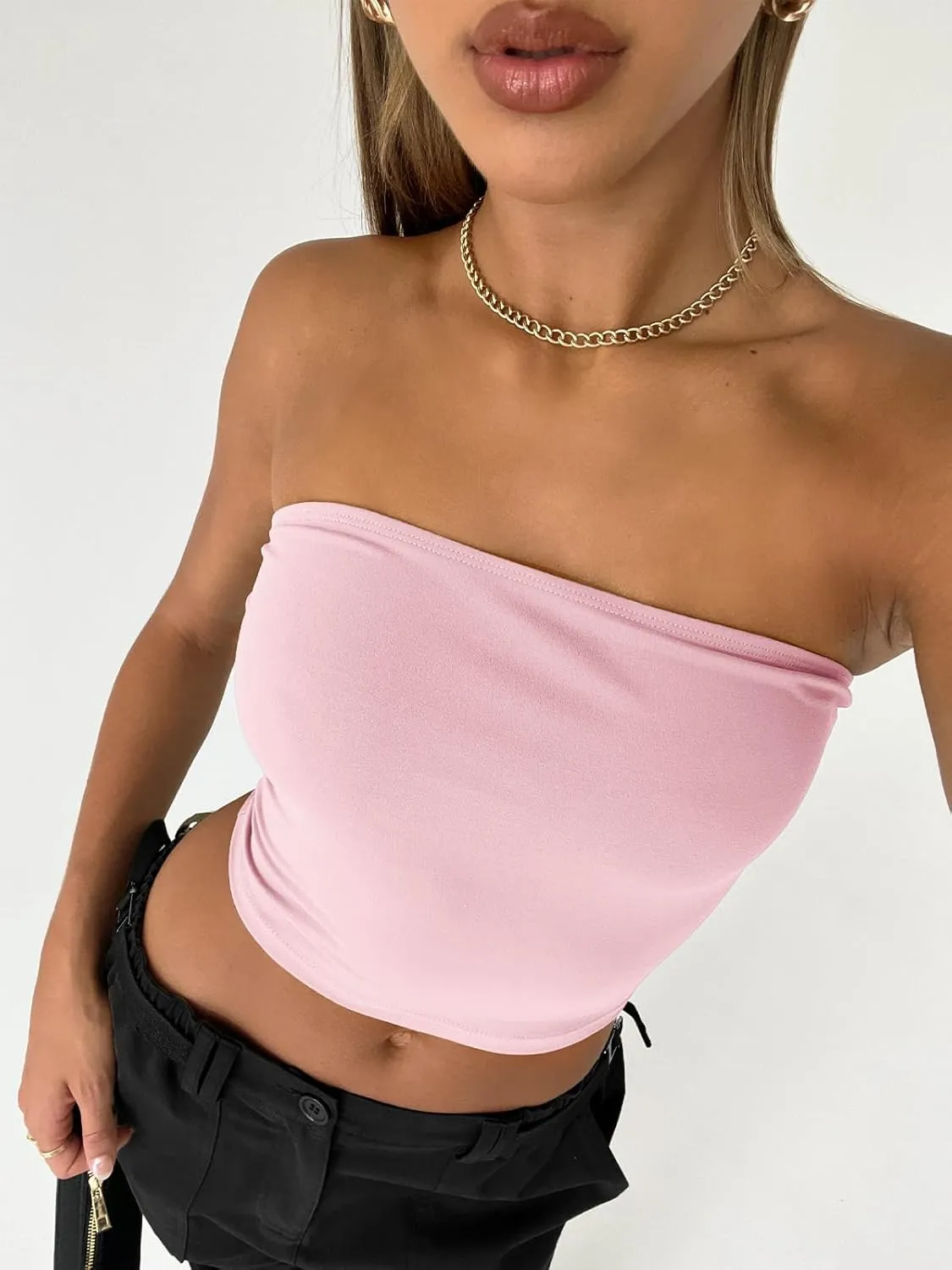 Trendy Queen Womens 3 Pack Tube Tops Crop Going Out Strapless Basic Backless Bandeau Bra Summer Outfits 2025