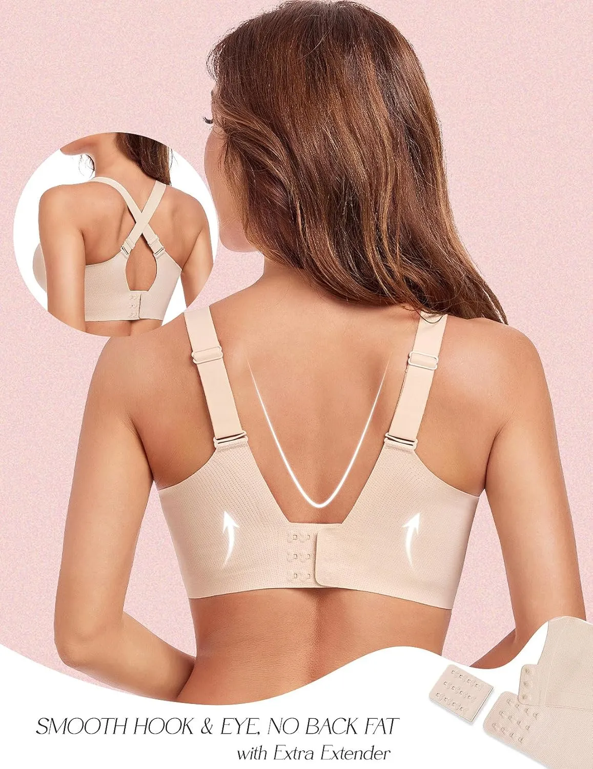 Wireless Bras for Women No Underwire Breathable V-Neck Bralettes for Women with Support Seamless T Shirt Bras