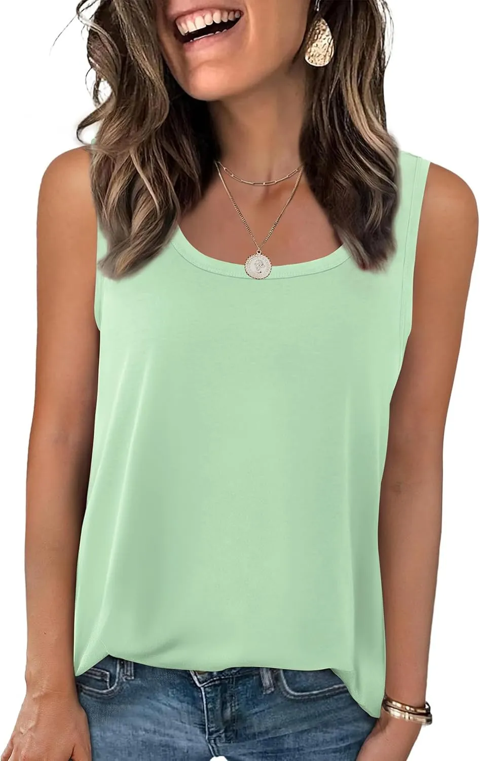 Zeagoo Womens Loose Fit Tank Tops Summer Scoop Neck Tops Casual Flowy Sleeveless Tunic Shirts 2025